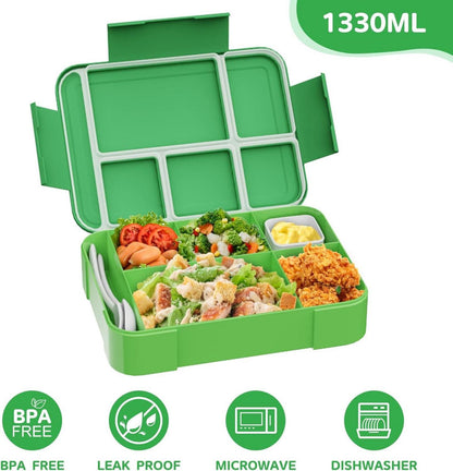Brotdose Kinder mit Fächern 1330ml Lunchbox Dinosaurier Muster BPA Frei Auslaufsicher
