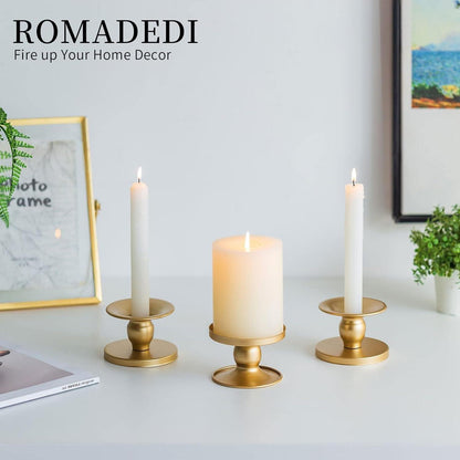 Romadedi Kerzenständer Gold Metall 6er Set Stabkerzenhalter Vintage Deko Hochzeit Weihnachten