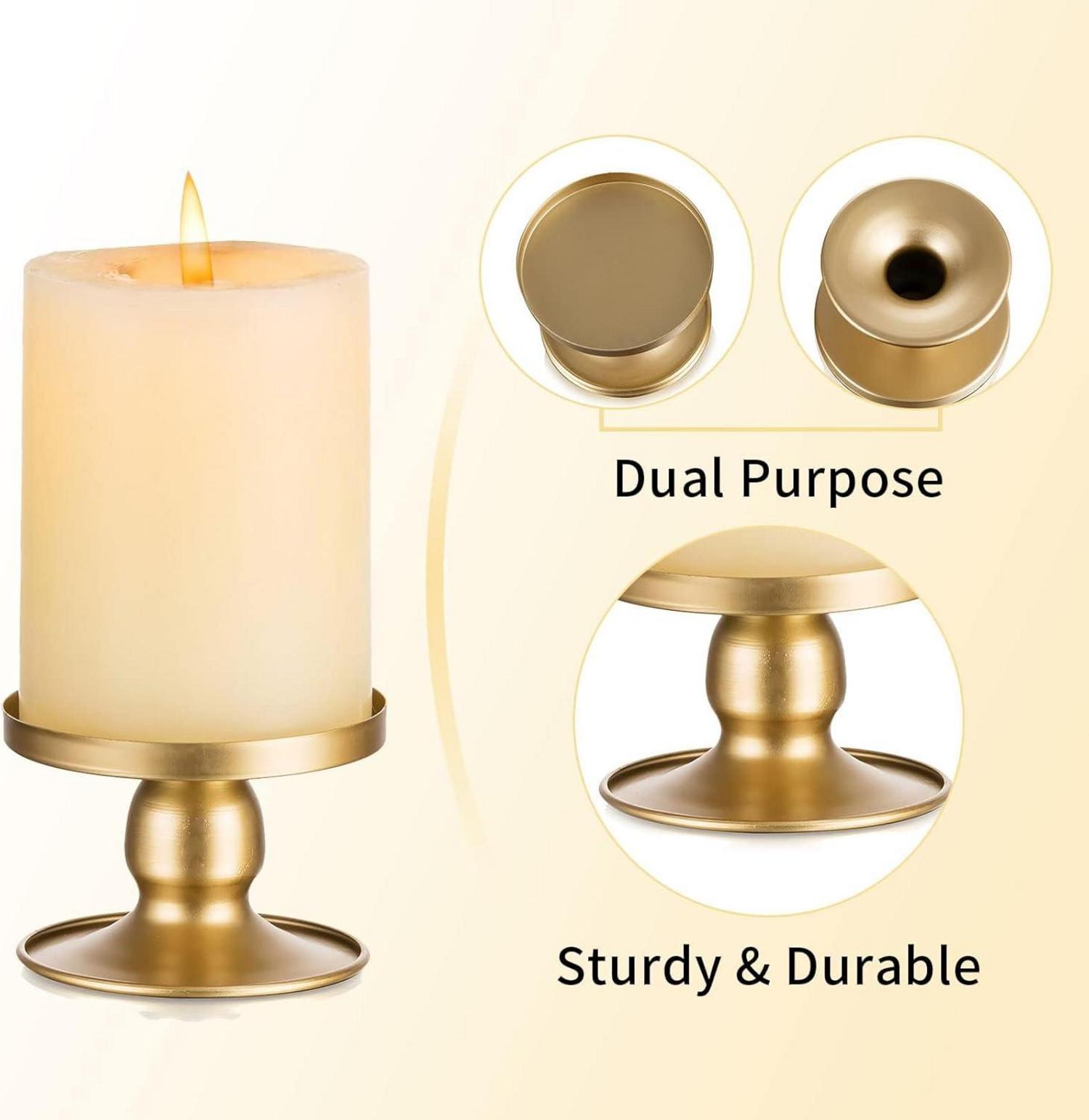 Romadedi Gold Kerzenhalter Set Metall Stabkerzen Vintage Deko