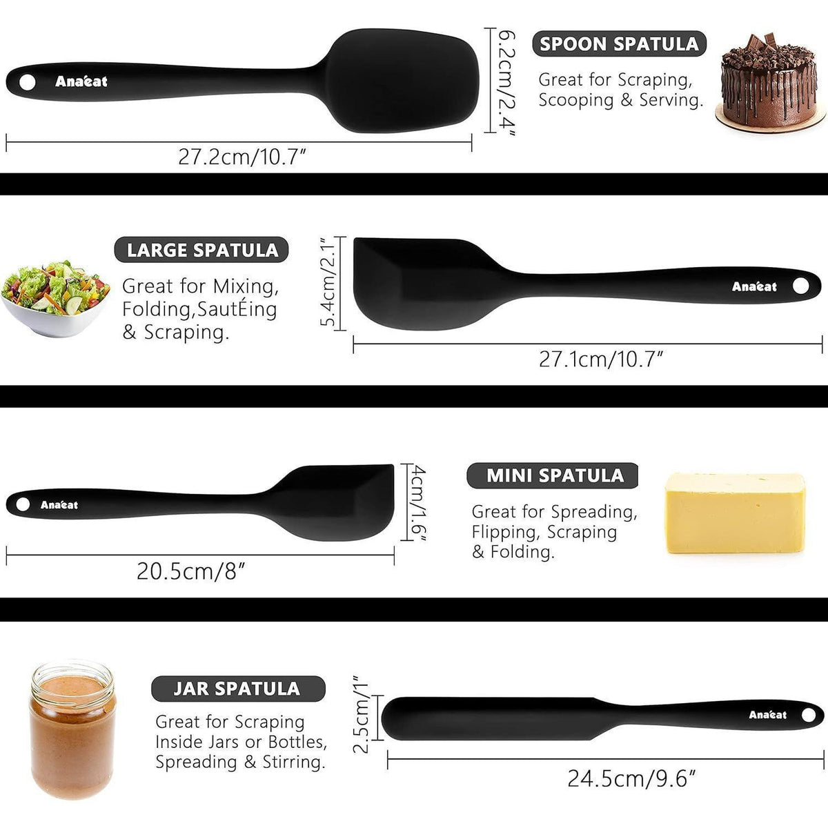 Silikon Spatel Set 4er-Pack – Hitzebeständig & Antihaft