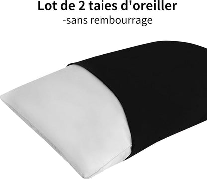 Kissenbezug Schwarz Mikrofaser 50x70 2er Set Hotelverschluss
