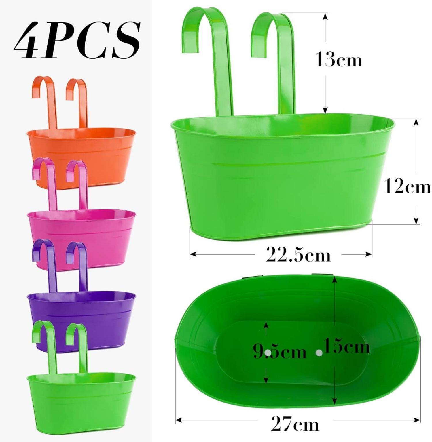 4er Set Vintage Hängetöpfe für Balkon und Garten 27×15cm