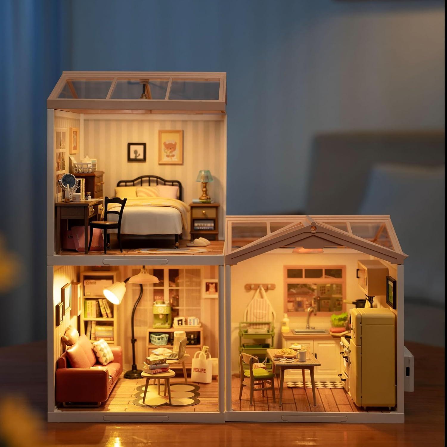 Miniaturhaus Bausätze Super World Puppenhaus mit Möbeln und Zubehör