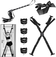 Bondageset mit Handschellen, Augenbinde, Peitsche & Fußfesseln