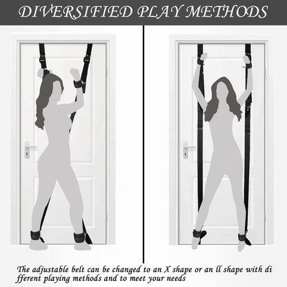 Bondageset mit Handschellen, Augenbinde, Peitsche & Fußfesseln