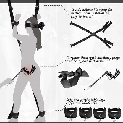 BDSM Bondageset mit Hand- und Fußfesseln, Peitsche, Augenbinde(redisgn