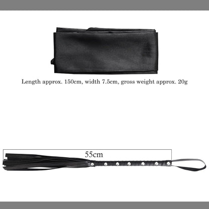 BDSM Bondageset mit Hand- und Fußfesseln, Peitsche, Augenbinde(redisgn