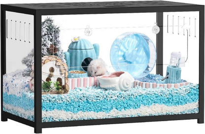 Hamster Cage Stackable Deep Burrow Metal Chew Proof 31.4in Black