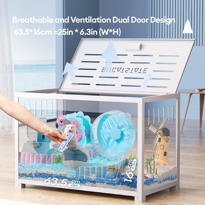 Großer Metall-Hamsterkäfig 2,0 mit tiefer Höhle Weiß 80x44x50cm