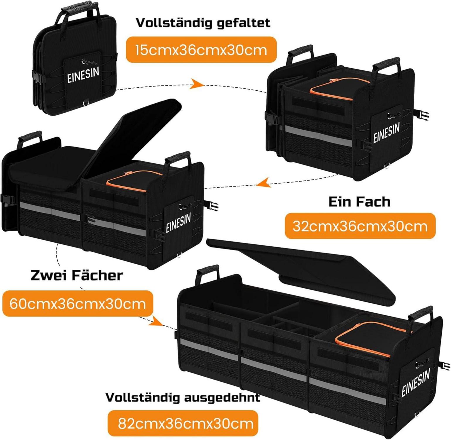 Kofferraum Organizer 88L mit Kühltasche und 7 Fächern