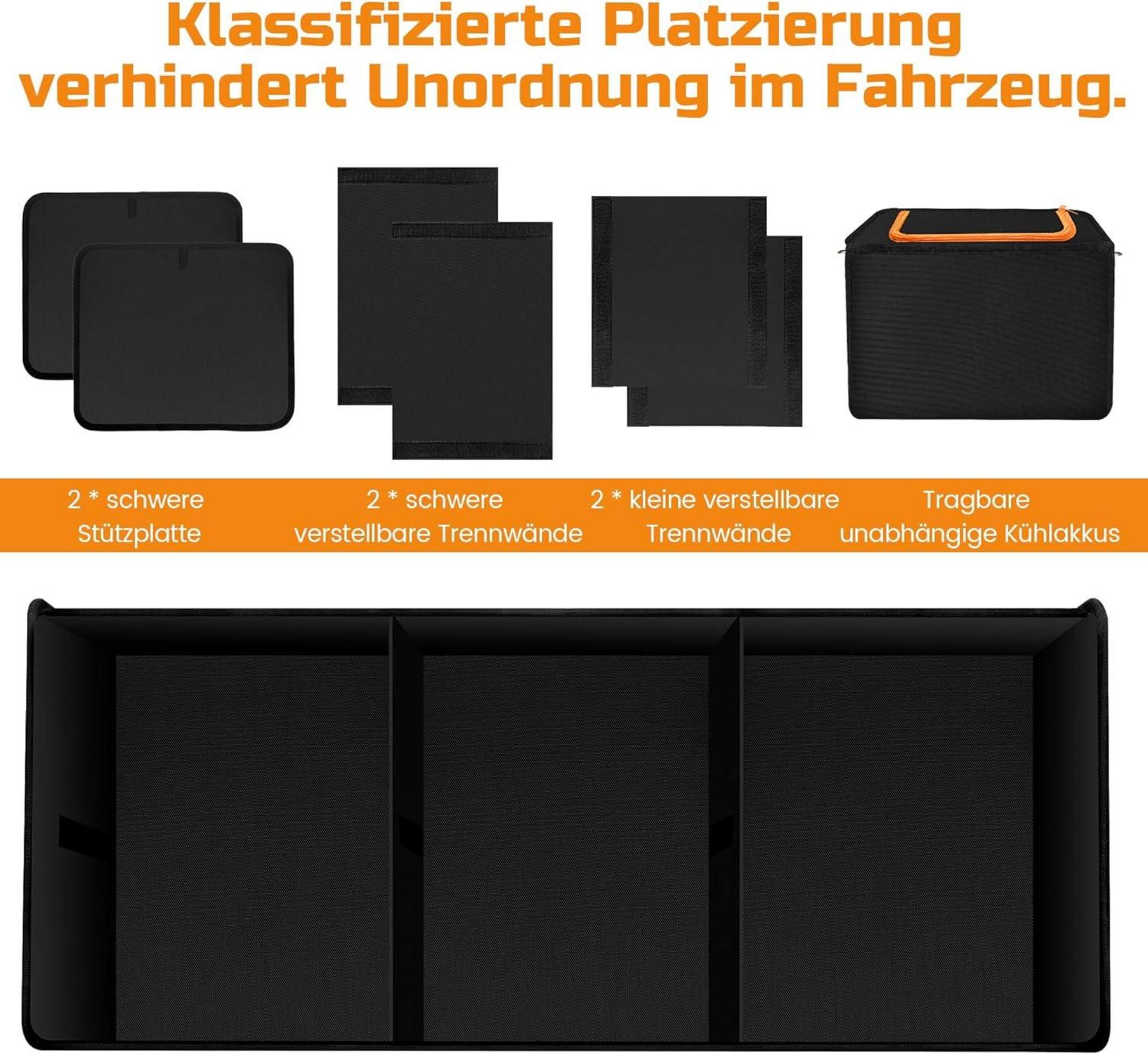 Einesin 88L Kofferraum Organizer mit 22L Kühltasche und 7 Fächern