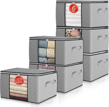 6er Set 90L Aufbewahrungsboxen mit Deckel und Griffen, transparentes