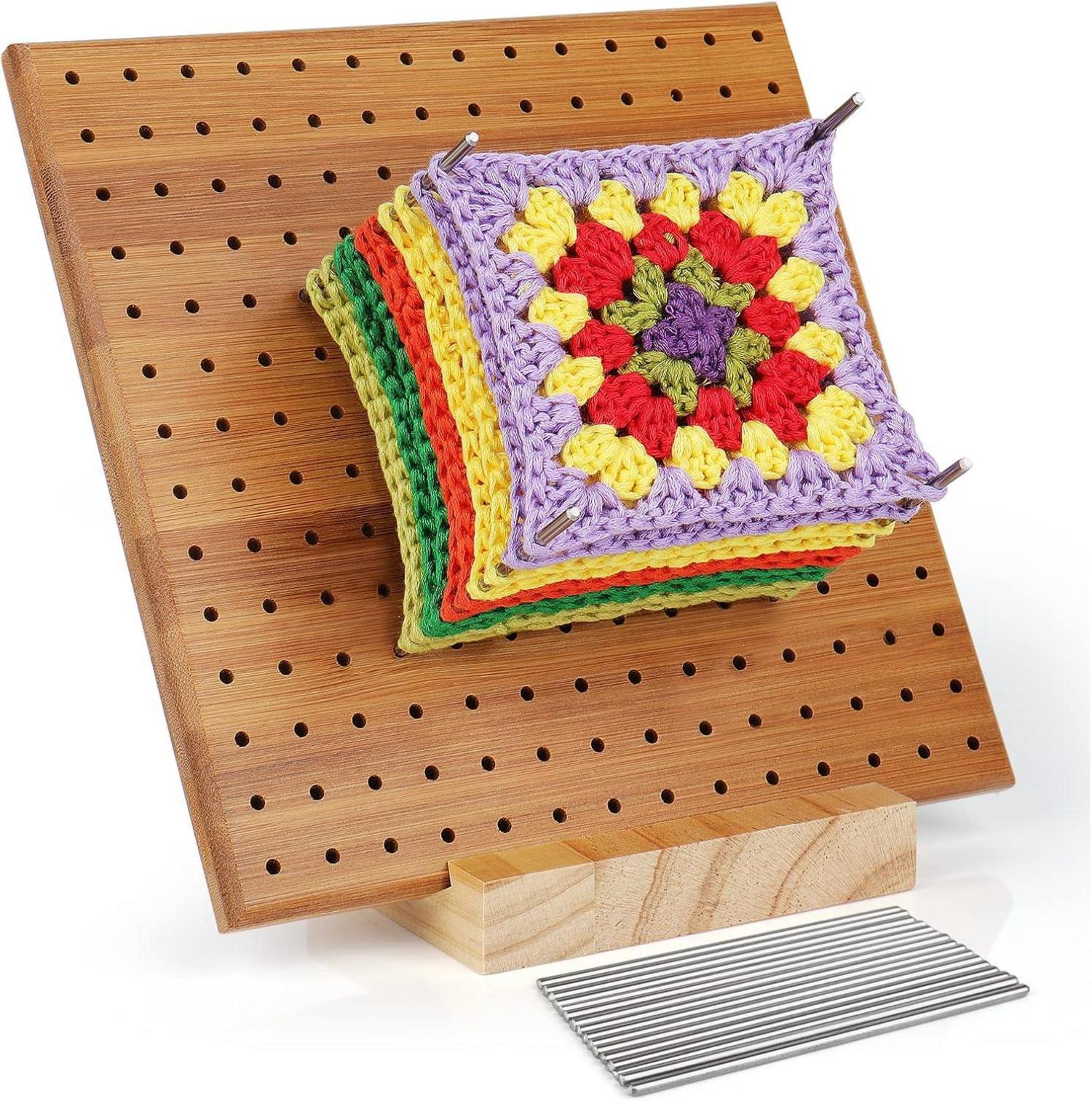 Blockierbrett mit Stabstiften aus Bambus für Granny Squares 20x20cm