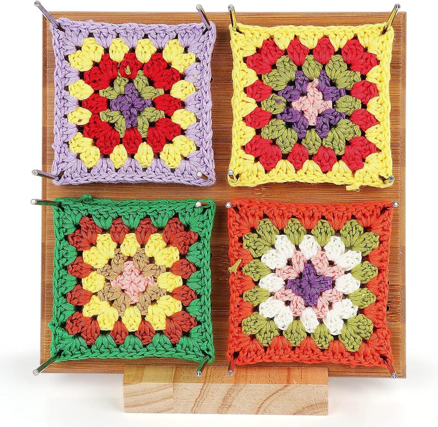 Blockierbrett mit Stabstiften aus Bambus für Granny Squares 20x20cm