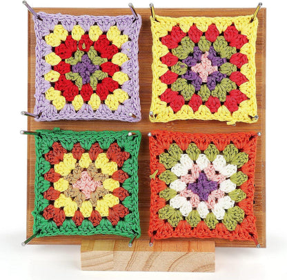 Blockierbrett mit Stabstiften aus Bambus für Granny Squares 20x20cm