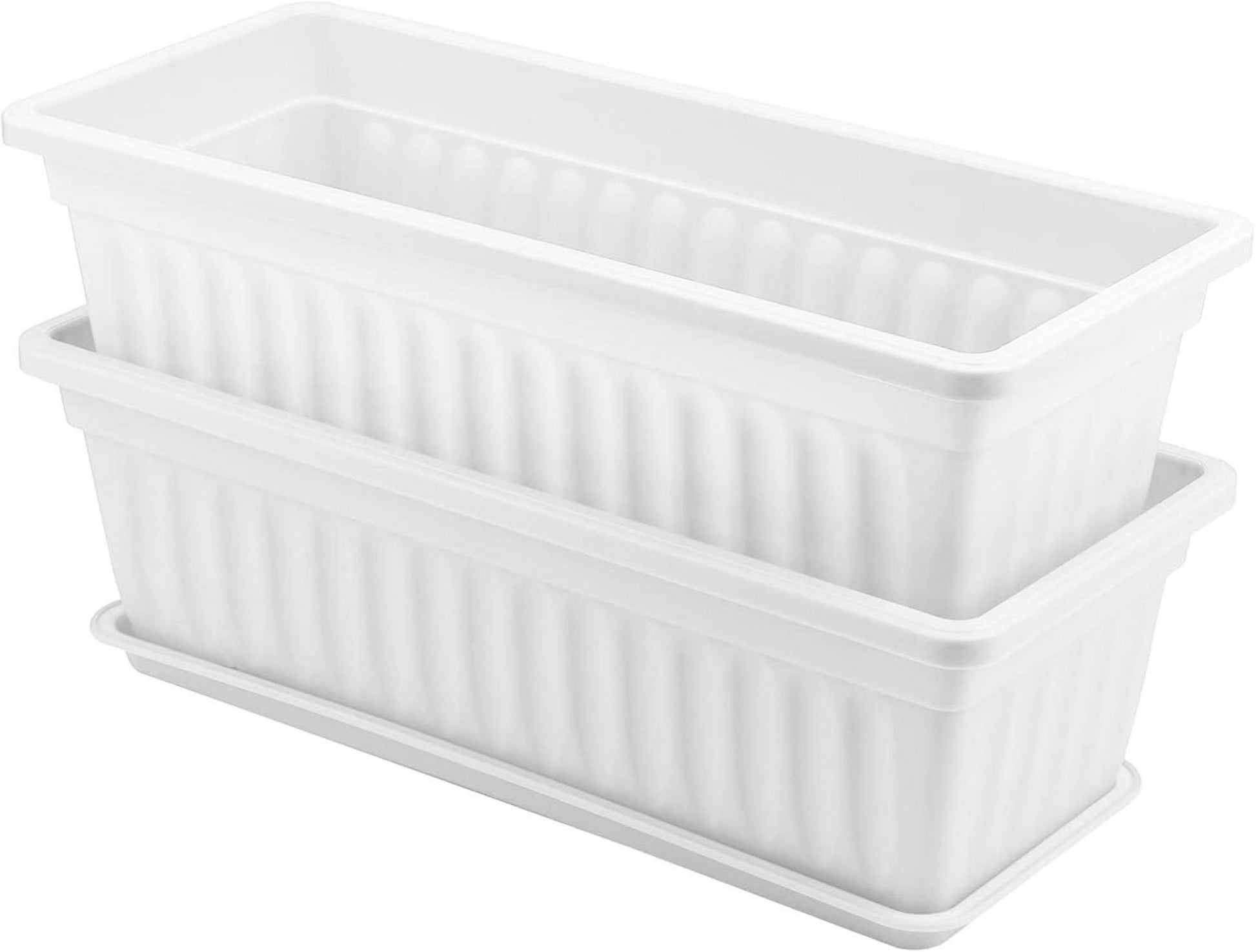 Fenster Blumenkästen rechteckig 43 cm Weiß Pflanzgefäß Tabletts