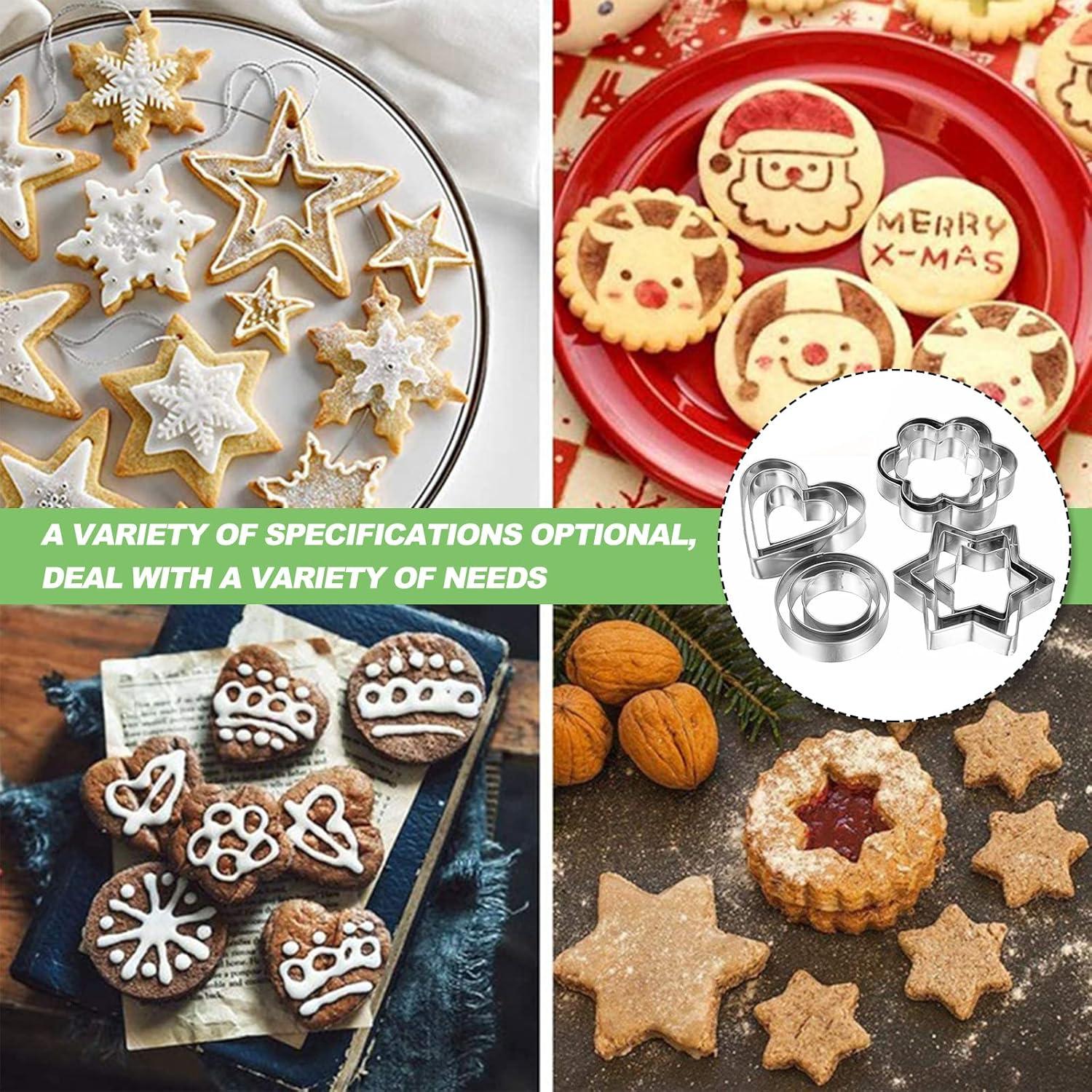 Ausstechformen Set 12tlg Edelstahl Rund Herz Stern Blüten für Keks Fondant