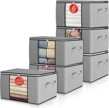Aufbewahrungsbox mit Deckel und Fenster - 60L - 6er Set Grau