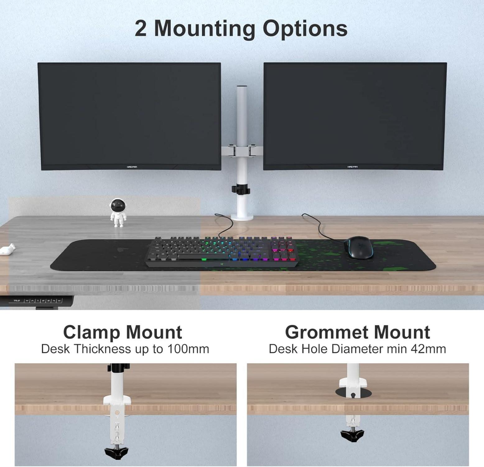 Monitor Halterung für 2 Monitore 27 Zoll verstellbar bis 10 kg VESA