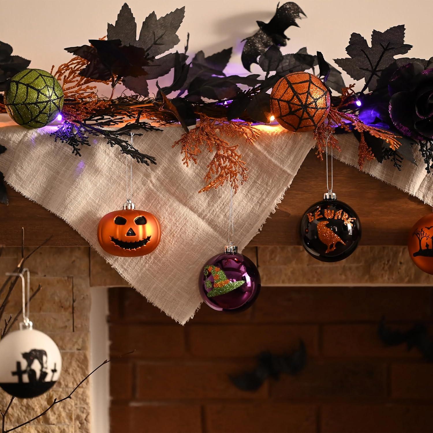 Halloween Deko 12 Stück bruchsichere Kugeln Kürbisbaum Ornamente