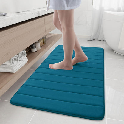 Memory Foam Badteppich blau, 61 x 120 cm – Rutschfest & Saugfähig