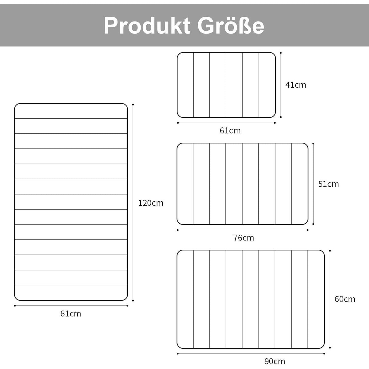 Memory Foam Badteppich blau, 61 x 120 cm – Rutschfest & Saugfähig