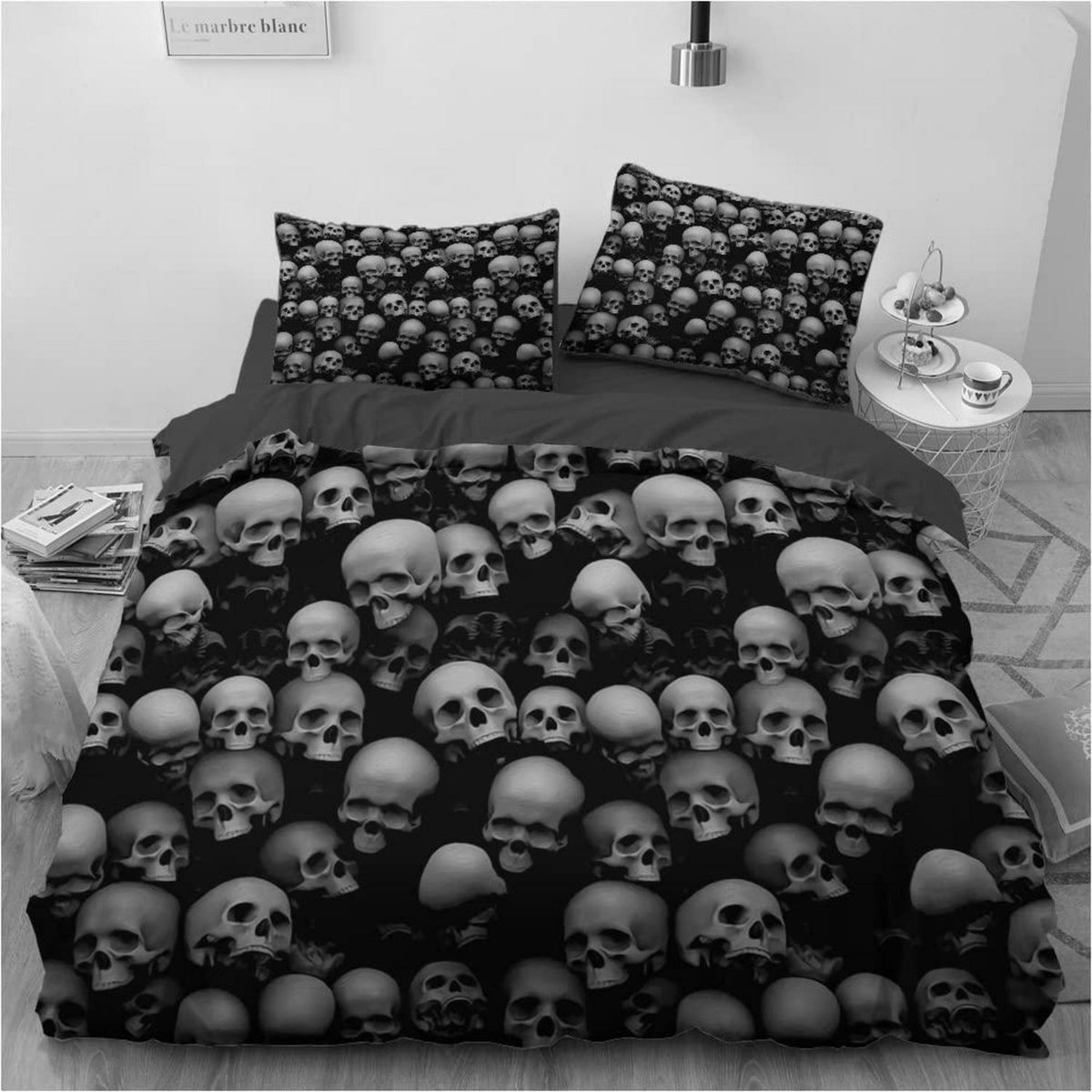 Gothic Bettwäsche Set 135x200 - Totenkopf 3D Design