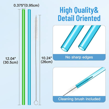 Anpro 10Pcs Wiederverwendbare Strohhalme für Stanley Tumbler 30/40 oz mit Reinigungsbürste