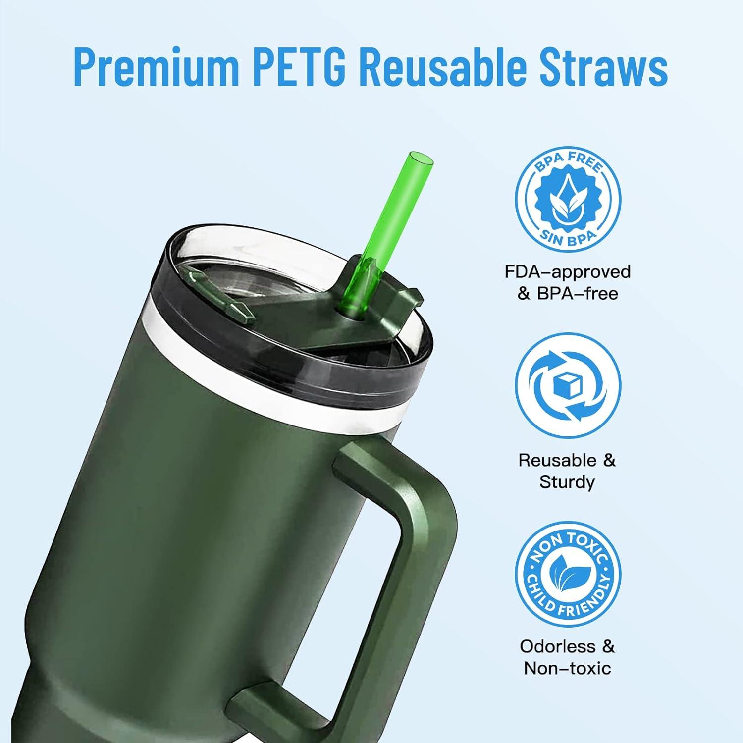 Wiederverwendbare Strohhalme 10er Set für Stanley Tumbler mit Reinigungsbürste