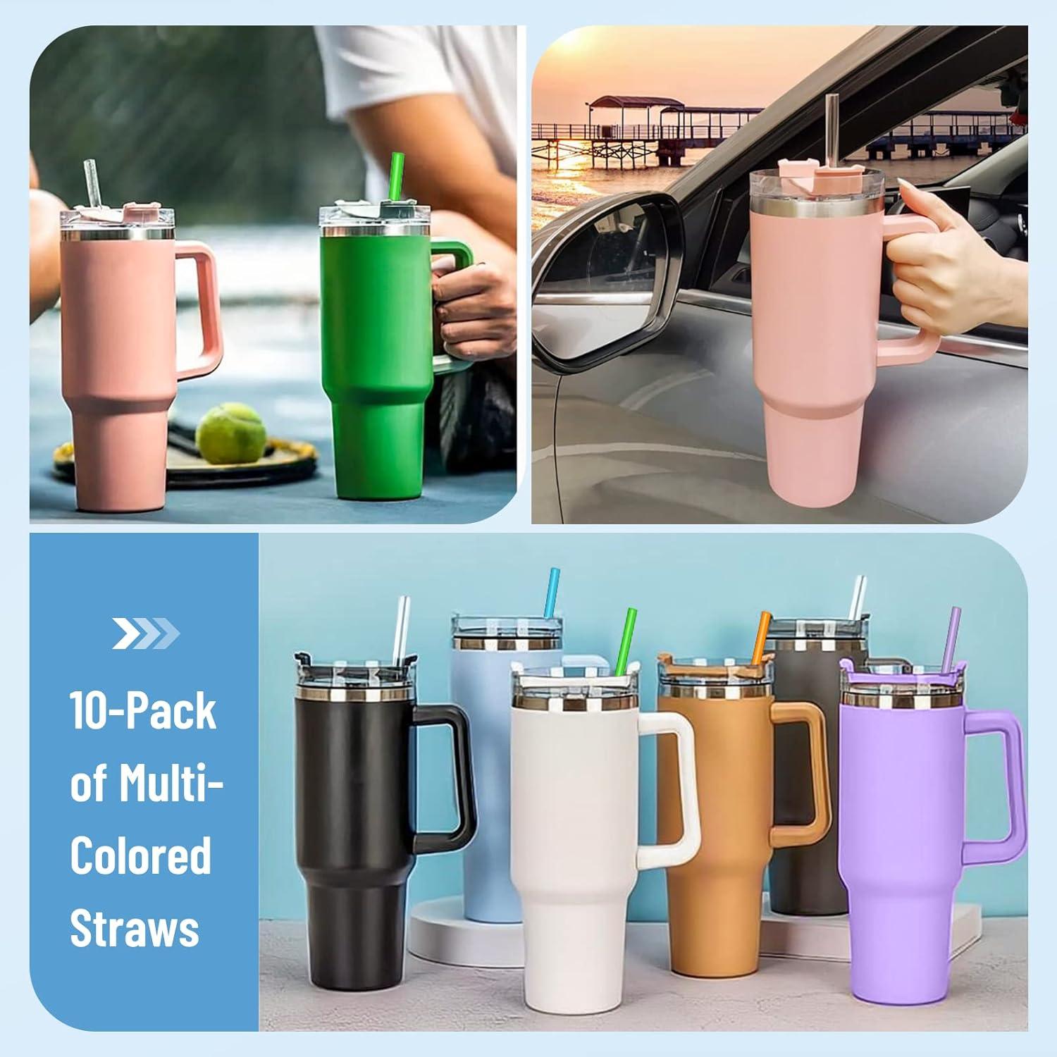 Wiederverwendbare Strohhalme 10er Set für Stanley Tumbler mit Reinigungsbürste