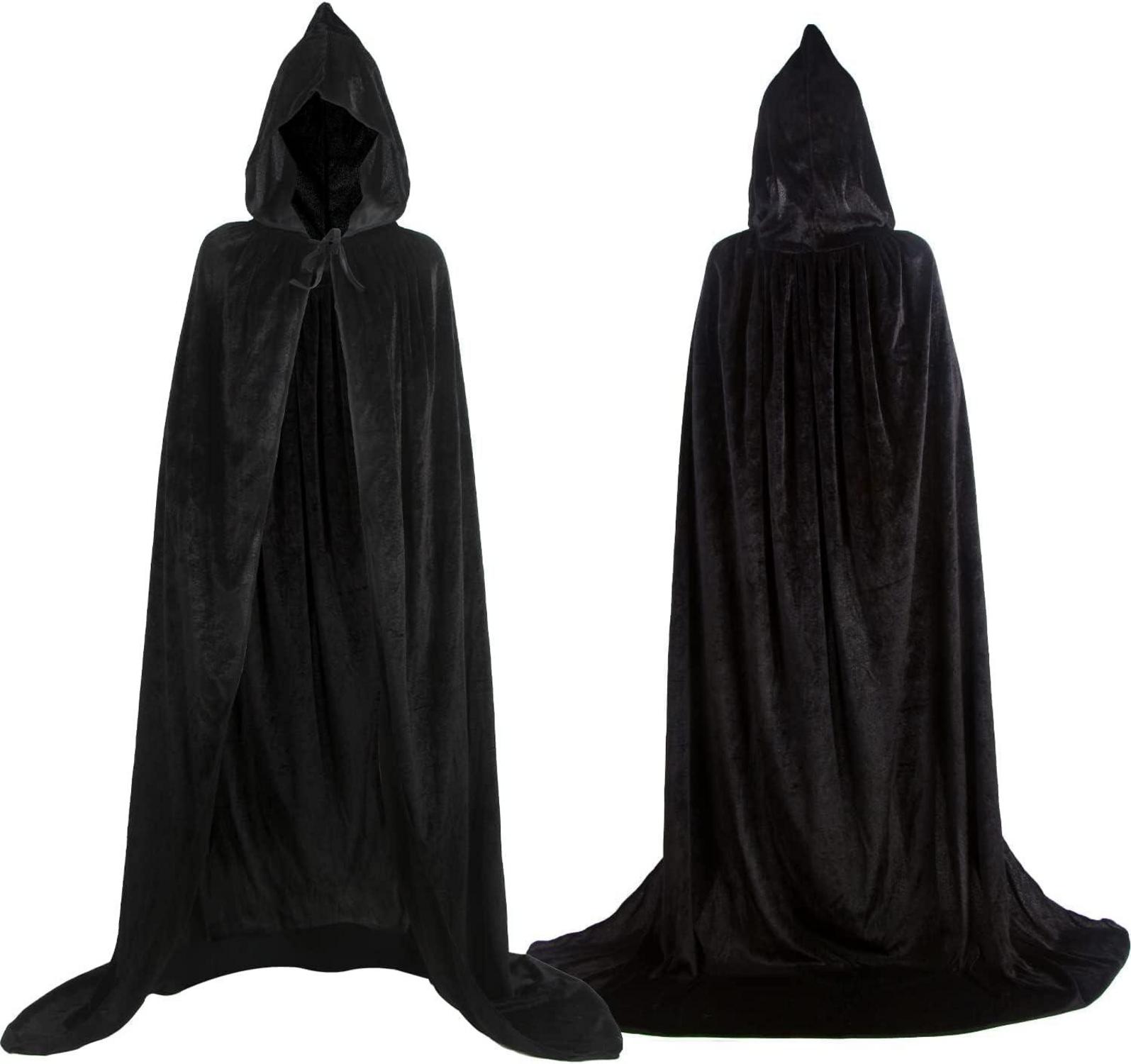 150cm Vampir Umhang Schwarz Kapuzenumhang Halloween Kostüm