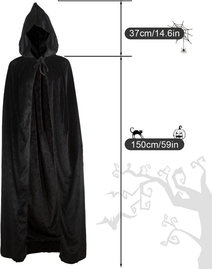 Vampir Umhang 150cm Schwarz Halloween Kostüm Erwachsene