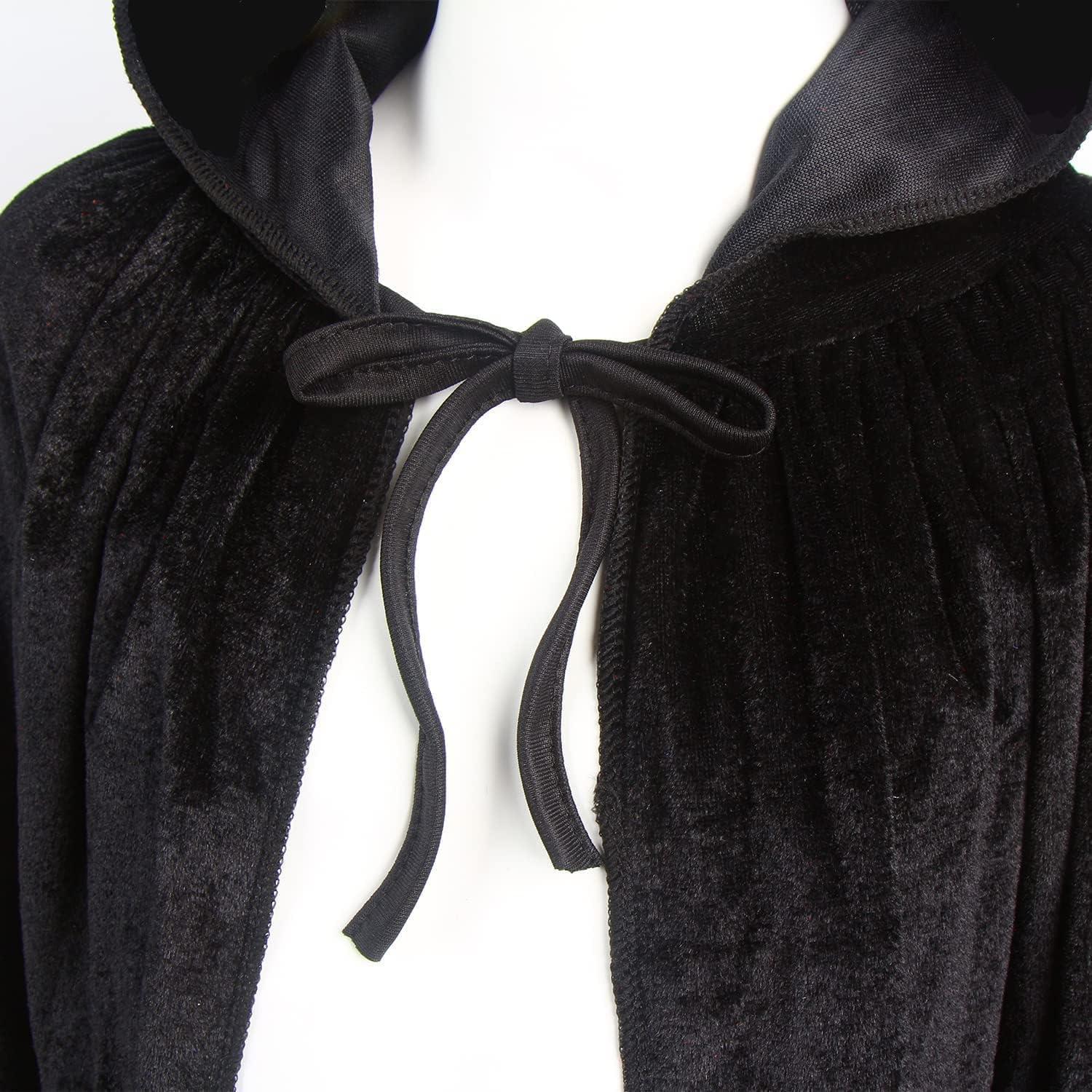 150cm Vampir Umhang Schwarz Kapuze Erwachsene Halloween Costume