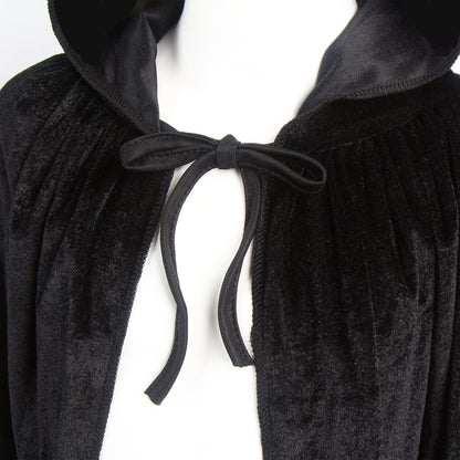 150cm Vampir Umhang Schwarz Kapuze Erwachsene Halloween Costume