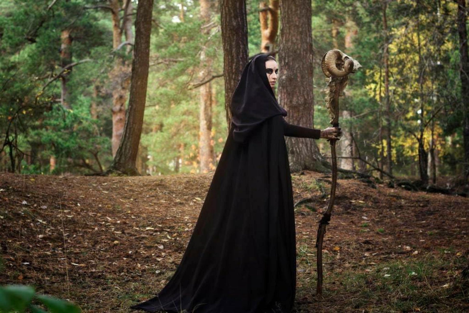 Vampir Umhang 150cm Schwarz Kapuzenumhang Halloween Kostüm