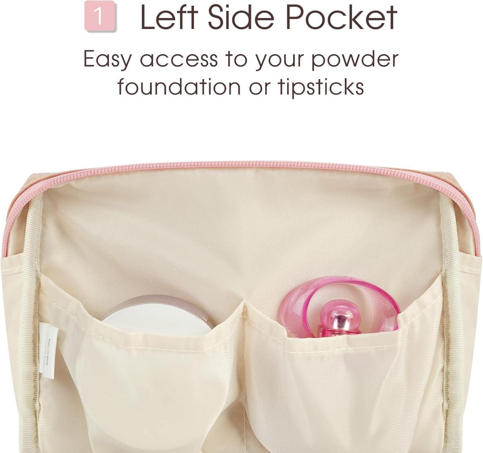 Narwey Reise Kosmetiktasche Leder Damen Make-up-Tasche Rosa