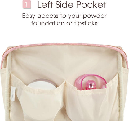 Narwey Reise Kosmetiktasche Leder Damen Make-up-Tasche Rosa