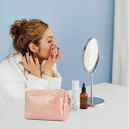 Narwey Große Reise Kosmetiktasche Leder Schminktasche Damen Make-up-Tasche