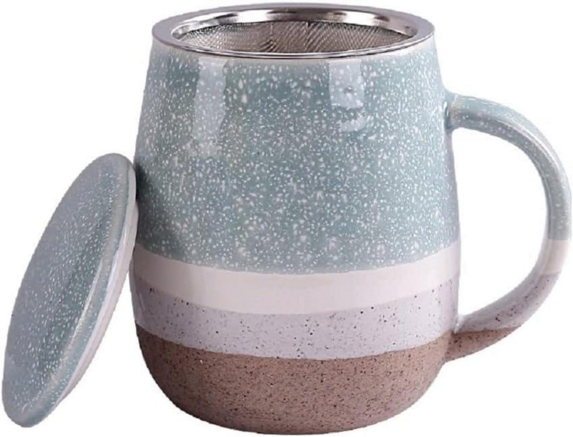 Keramik Teetasse mit Filter und Abdeckung 350 ml Blau