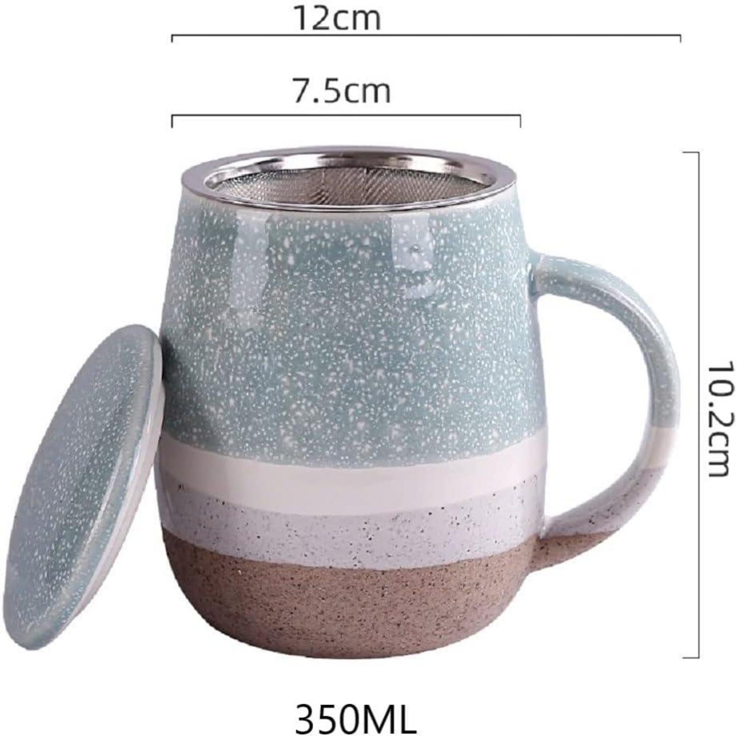 Teetasse Keramik 350ml mit Filter und Abdeckung Blau