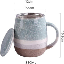Teetasse Keramik 350ml mit Filter und Abdeckung Blau