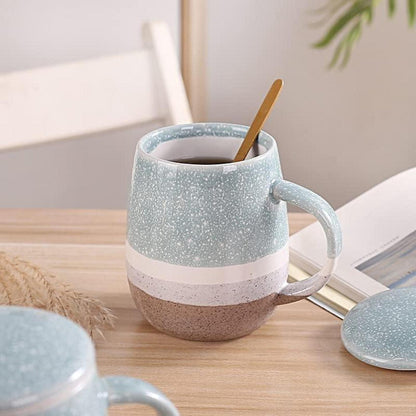 Keramik Teetasse mit Filter und Abdeckung 350 ml Blau