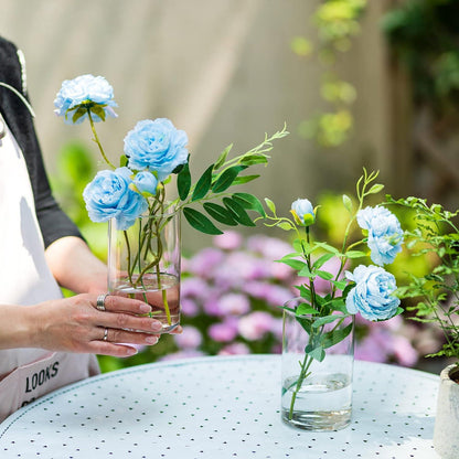 12er Set Modern Glasvasen 15cm für Hochzeit Tischdeko