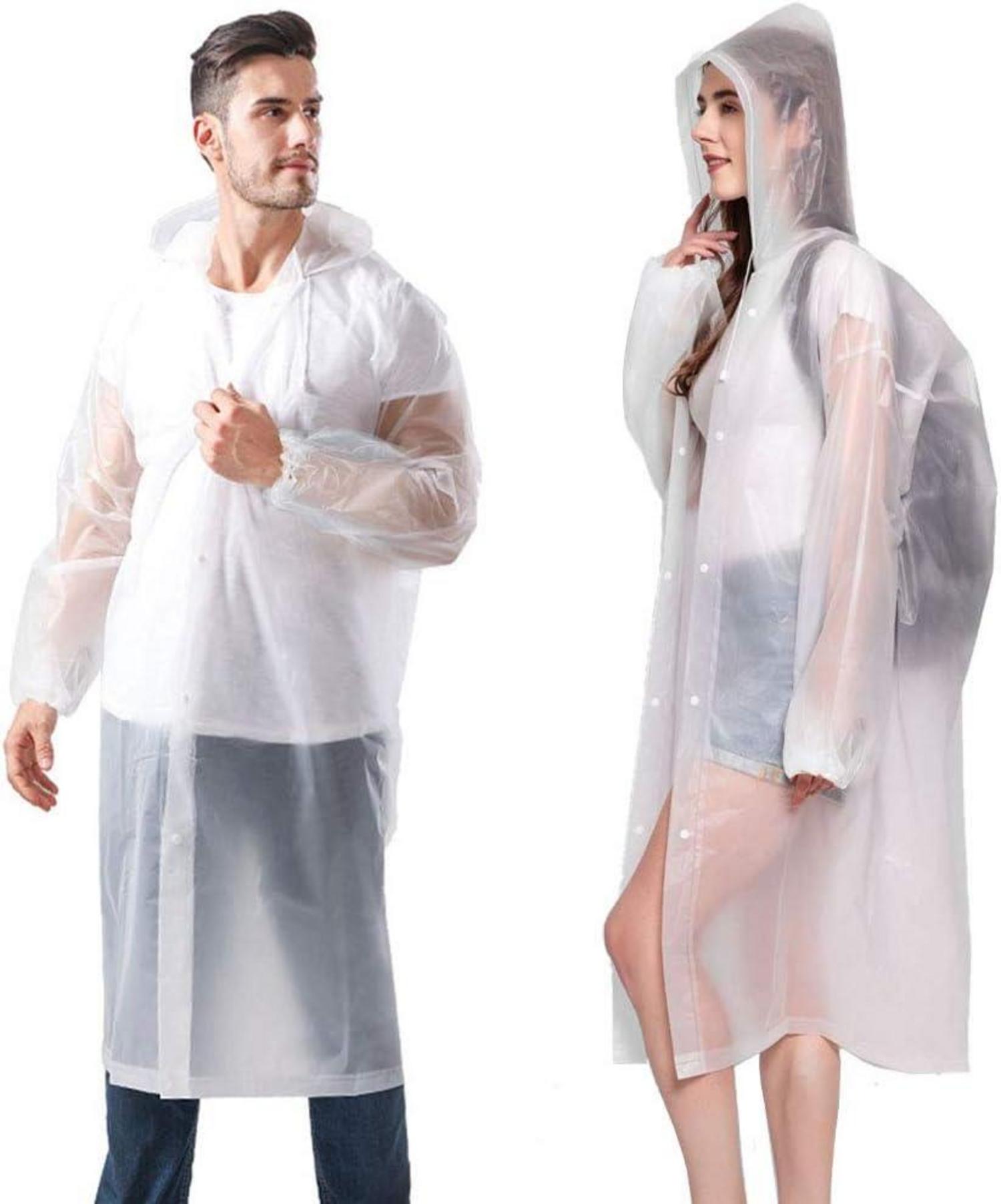 Wiederverwendbarer transparenter Regenponcho mit Karabinerhaken