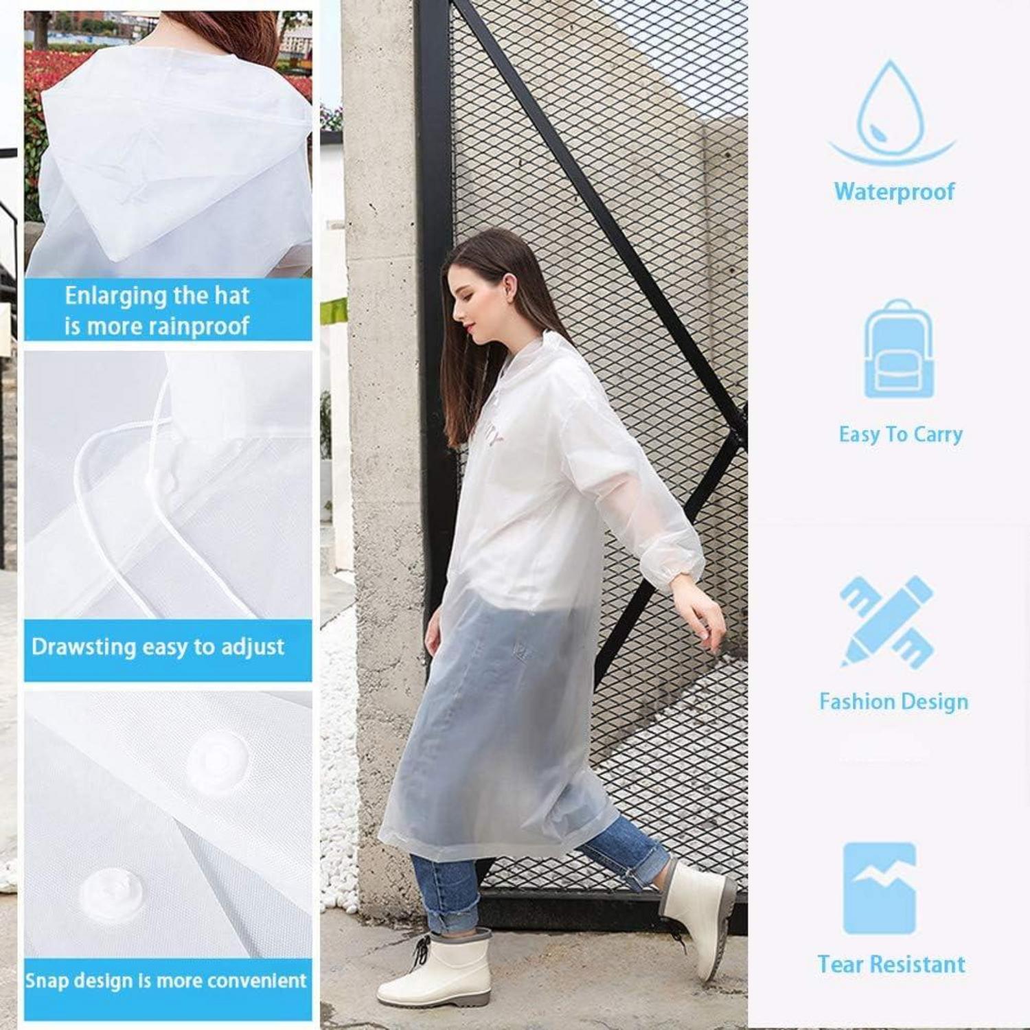 Wiederverwendbarer transparenter Regenponcho mit Karabinerhaken