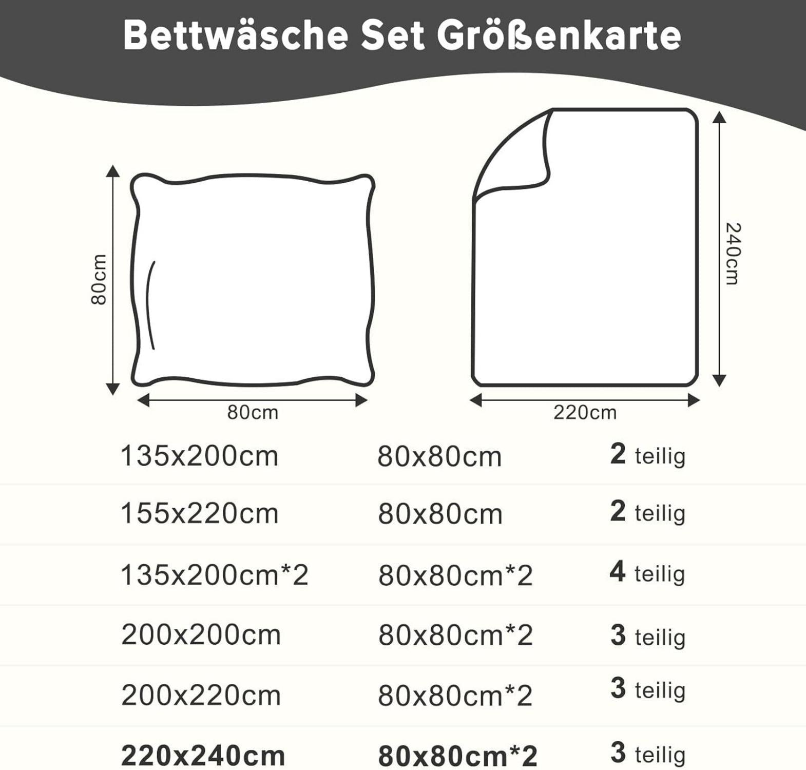 Bettwäsche Set Mikrofaser 220x240cm Weiß Kissenbezug 80x80cm