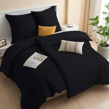 Bettwäsche-Set Mikrofaser 135x200 Reißverschluss Schwarz 4-teilig