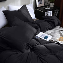 Ohano 3tlg Bettwäsche-Set 220x240cm Schwarz Mikrofaser mit