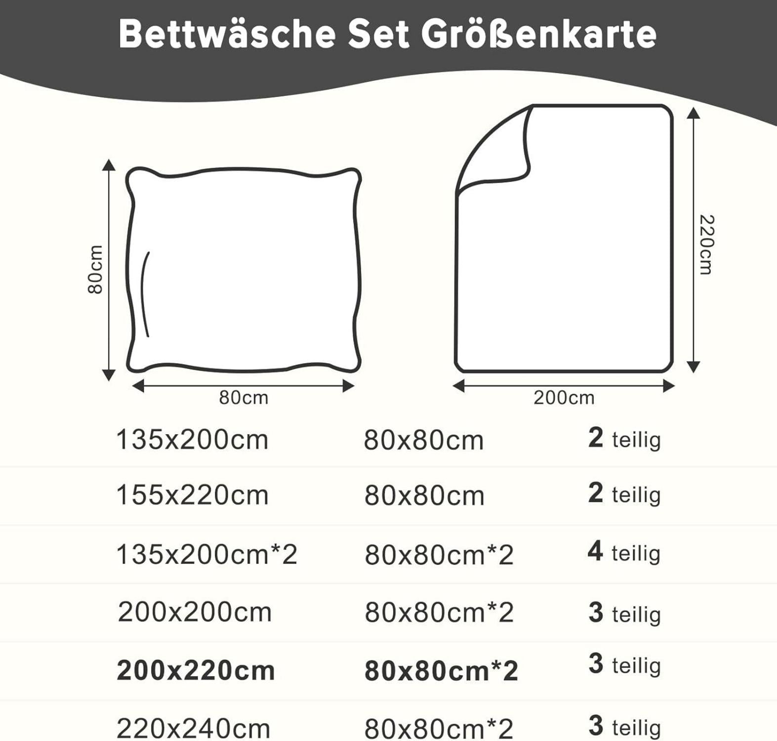 Bettwäsche 200x220 3tlg Bettbezug Mikrofaser kuschelig weich Schwarz