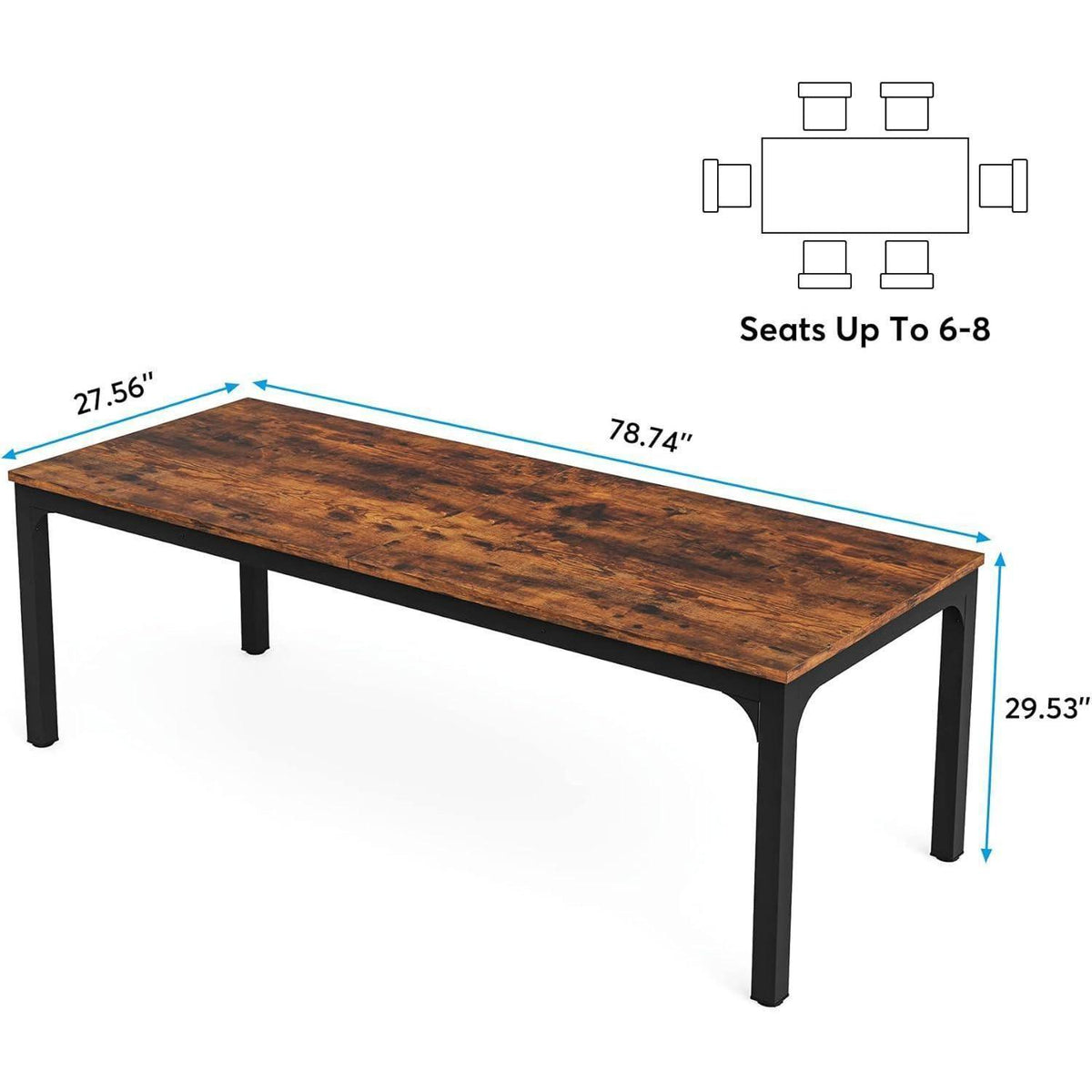 Industrietisch Esstisch 200x70cm für 6-8 Personen